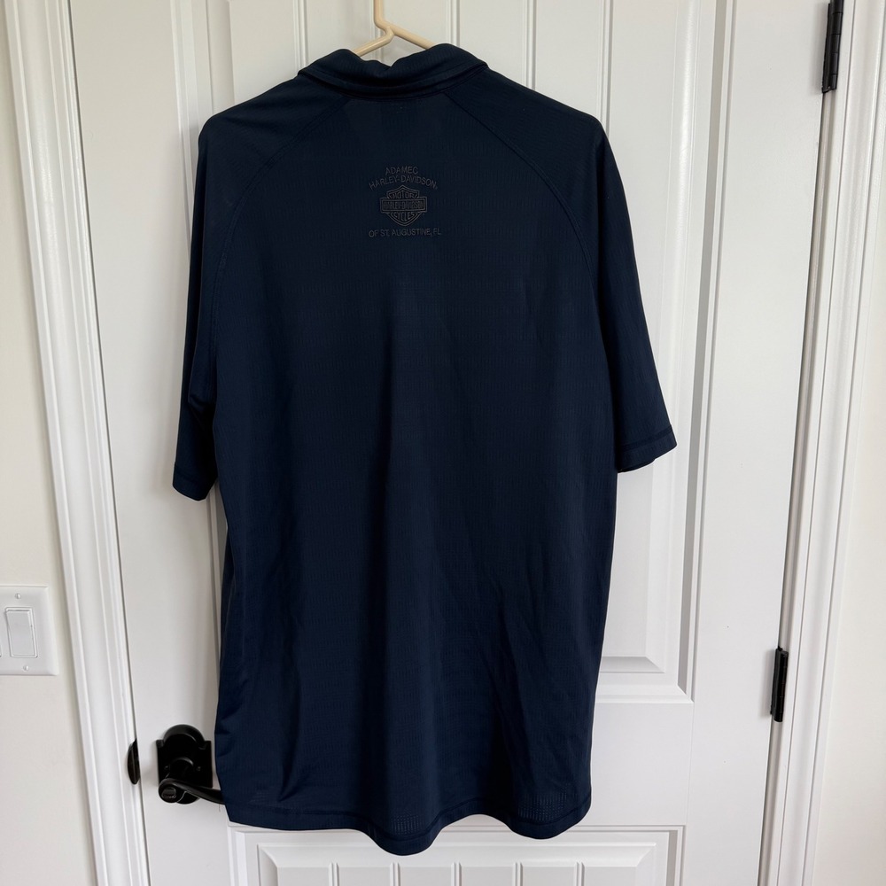 Harley-Davidson Mens XL Navy Blue Performance Polo Shirt St Augustine FL - Picture 3 of 6